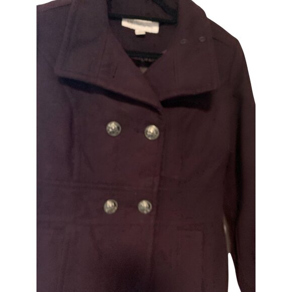 Vintage Liz Claiborne Womens Size Small Purple Wool Pea Coat Peacoat Button Up W - Picture 2 of 5